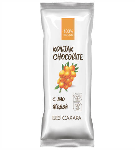 

Шоколад без сахара SHIRATAKI KONJAK CHOCOLATE Облепиховый (30 грамм)