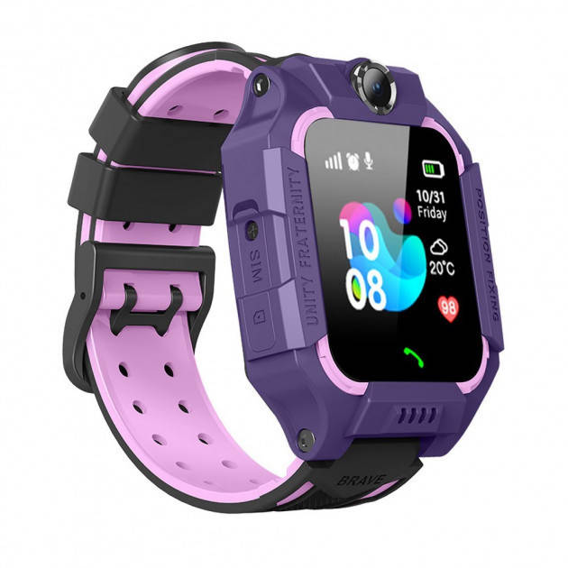 

Детские смарт умные часы для детей с GPS и камерой и прослушкой Smart baby watch IP67 Q19 фиолетовые BLM