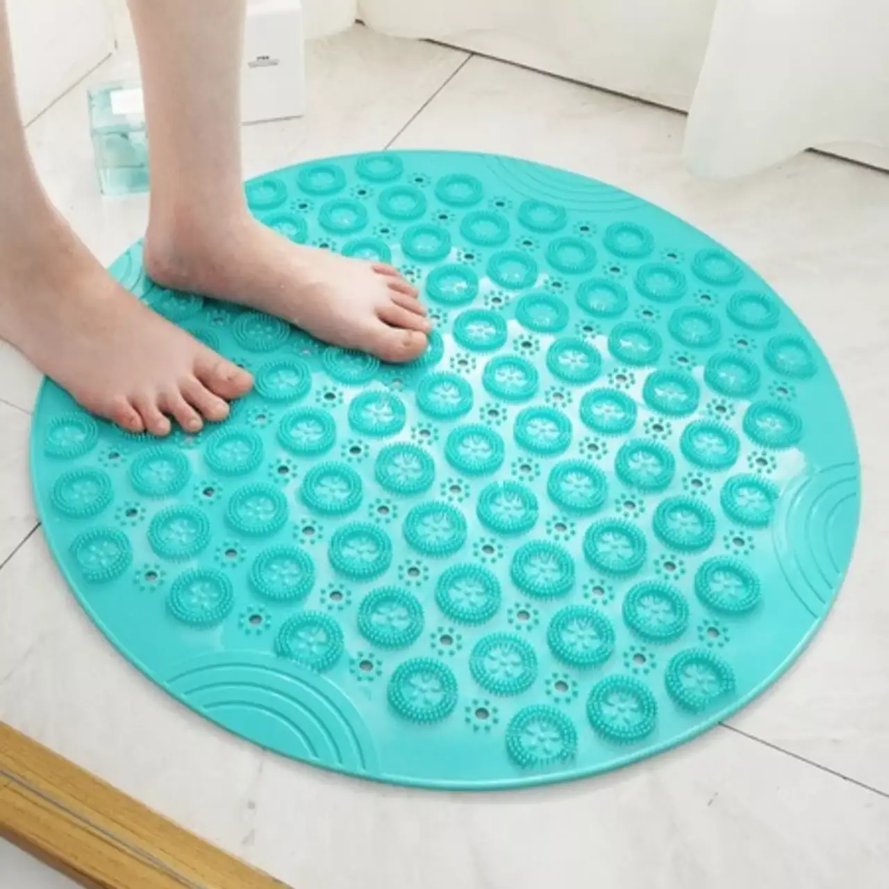 

Круглый нескользящий коврик Massage foot rad для душа Мятный