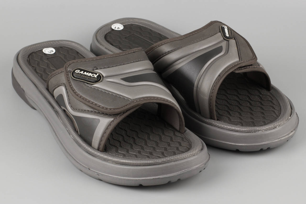 

Шлепанцы мужские серые на липучке Gambol GM21010 Sahab Сахаб Размеры 41, Серый