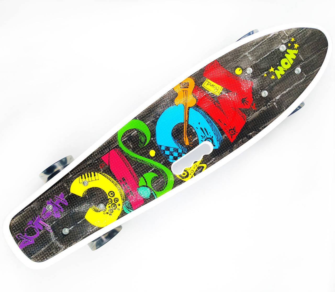 

Пенни борд с ручкой со светящимися колесами Best Board Графити, Разные цвета