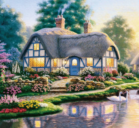 

Алмазная мозаика "Домик у реки", 30*40см, без рамки, в кор. 40*8*5см