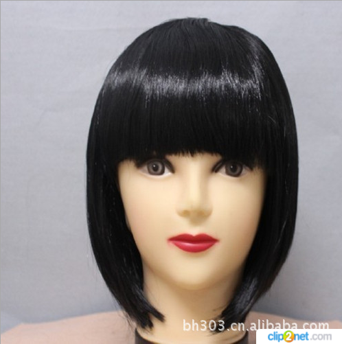 

Парик чёрный каре карнавальный