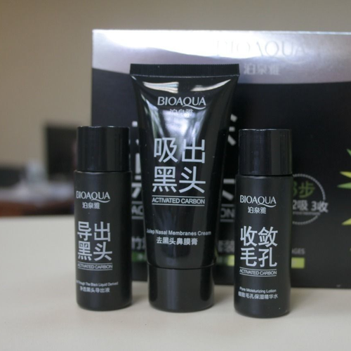 

3-х этапный набор для удаления прыщей и черных точек с бамбуковым углем BIOAQUA