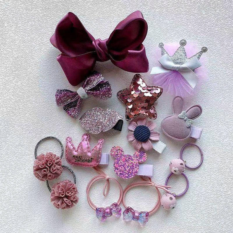 

Детский набор заколок и резинок для волос. Подарочный набор резинок заколок на 15 шт.