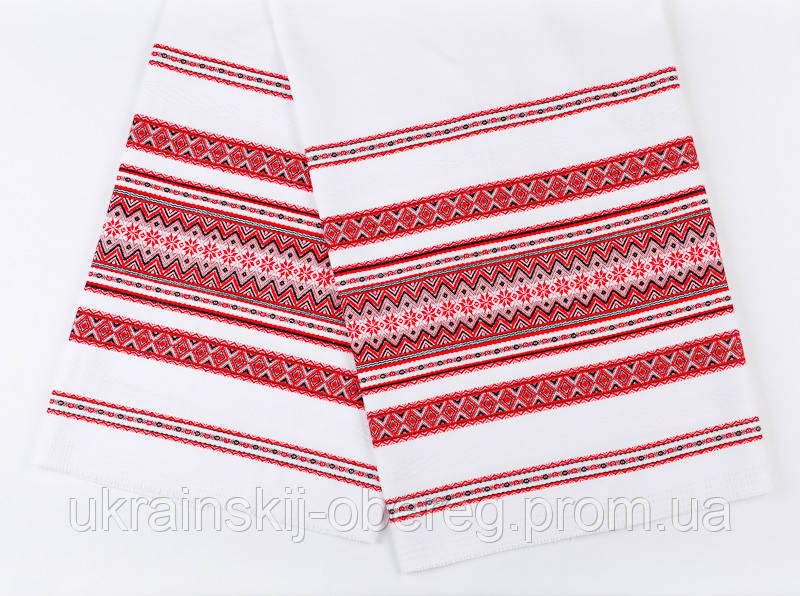 Декоративна тканина з українським орнаментом рушникова ТД-73 "Товтри" (2/1 Р-2,3 м)