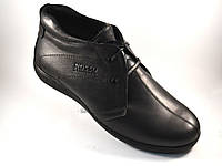 Зимние туфли полу ботинки комфорт на широкую стопу с мехом Rosso Avangard Berto черные