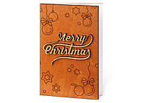 Оригинальные деревянные открытки с новым годом "Merry Christmas" ручная работа
