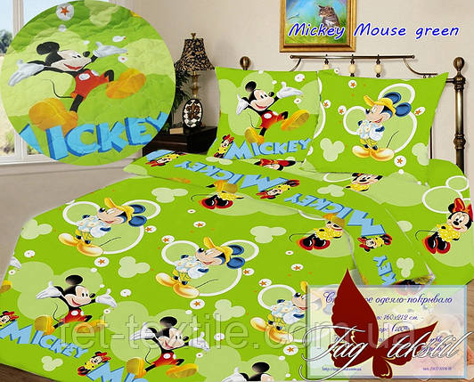Покривало дитяче стьобане Mickey Mouse (зелене), фото 1