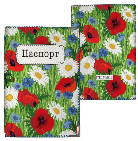 Обкладинка на паспорт Маки та ромашки (тканина), фото 1