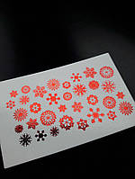 Фольгований слайдер дизайн сніжинки червоні