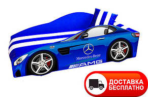 Кротати машинка "Еліт" модель Mercedes синій зі спортивним матрацом і подушкою