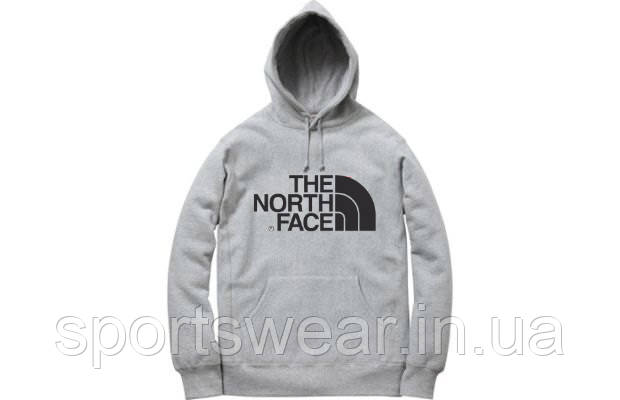 Худі The North Face сіре з чорним логотипом, унісекс (чоловіче, жіноче, дитяче)