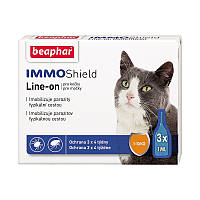 Капли для кошек и котят от блох, клещей, комаров Immo Shield Беафар / Beaphar