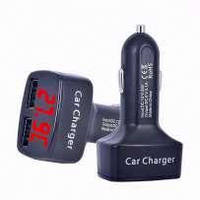 Автомобільний зарядний 2 USB х 2.1 А 4in1 з індикацією вольт/Ампер/Темпер (в прикурювач)