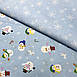 Хлопковая ткань снежинки разного размера на голубом (Корея) №253, фото 4