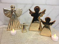 Ангел керамический 19 см золотой волнистый Ewax