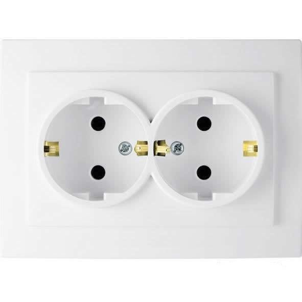 Розетка подвійна з ЗК Білий Touran Nilson, 24111025