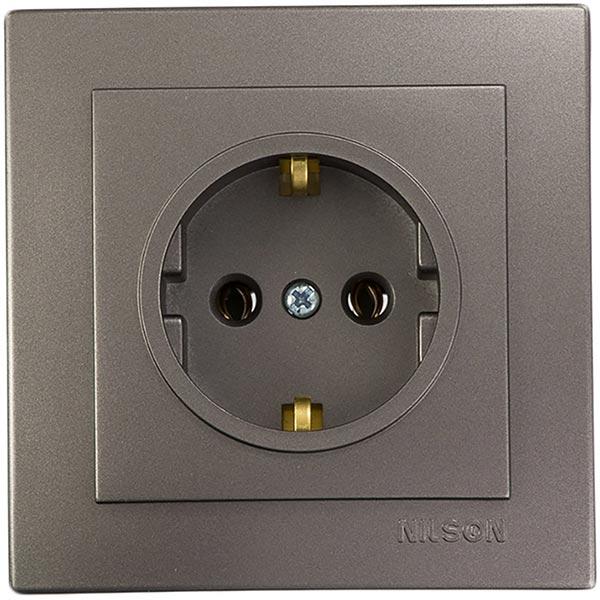 Розетка з ЗК Антрацит Touran Nilson, 24161017