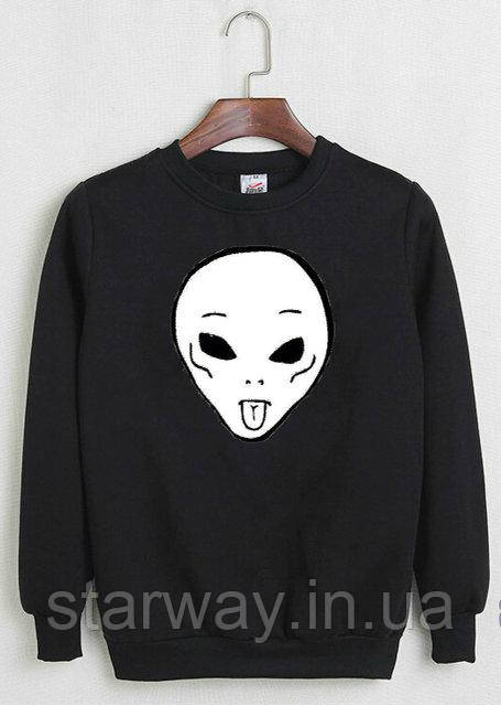 Чорний світшот з принтом ripndip alien logo