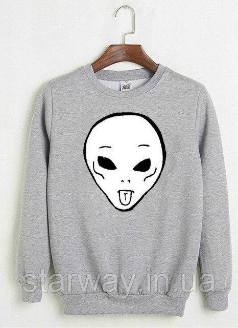 Cірий cвітшот з принтом ripndip alien logo