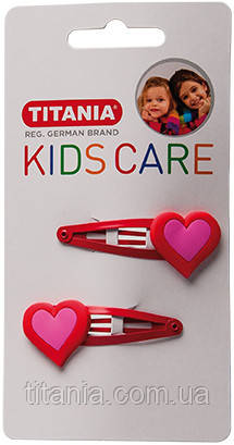 Затискач для волосся металевий контурний "Серце", 2 шт. TITANIA 8501 KIDS