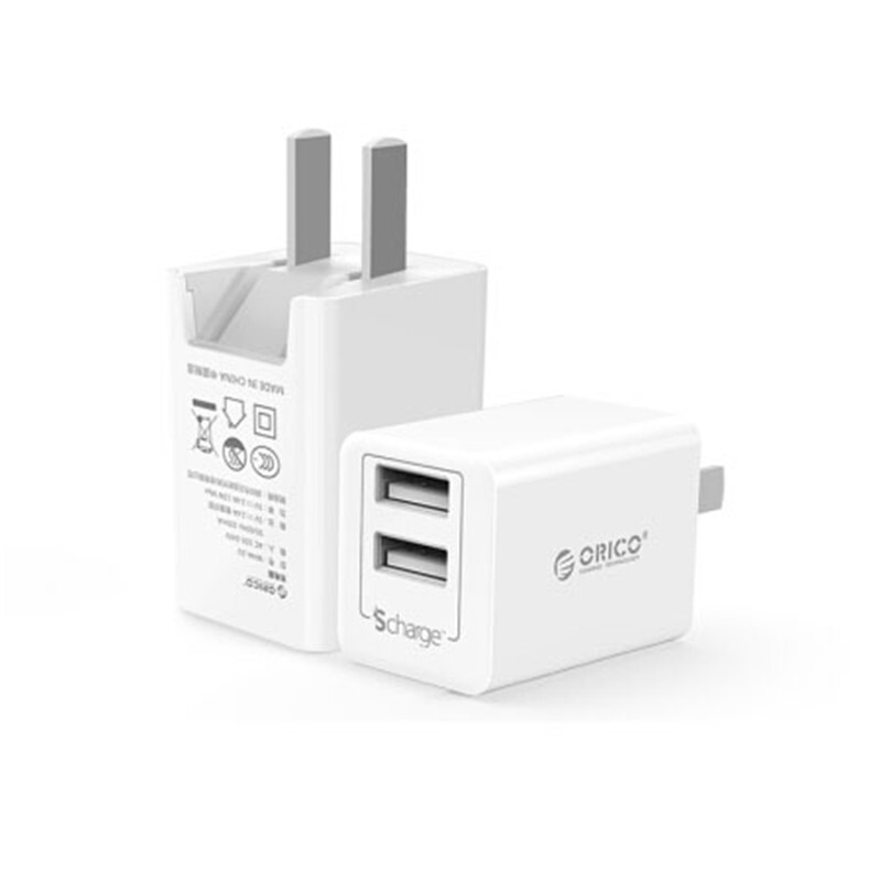 Зарядний пристрій ORICO WHA-2U 2 порти USB 2.4 А 5 V для смартфона, чорний, білий, жовтогарячий Чорний, 2