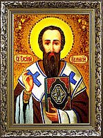 Ікона Василій великий з бурштину