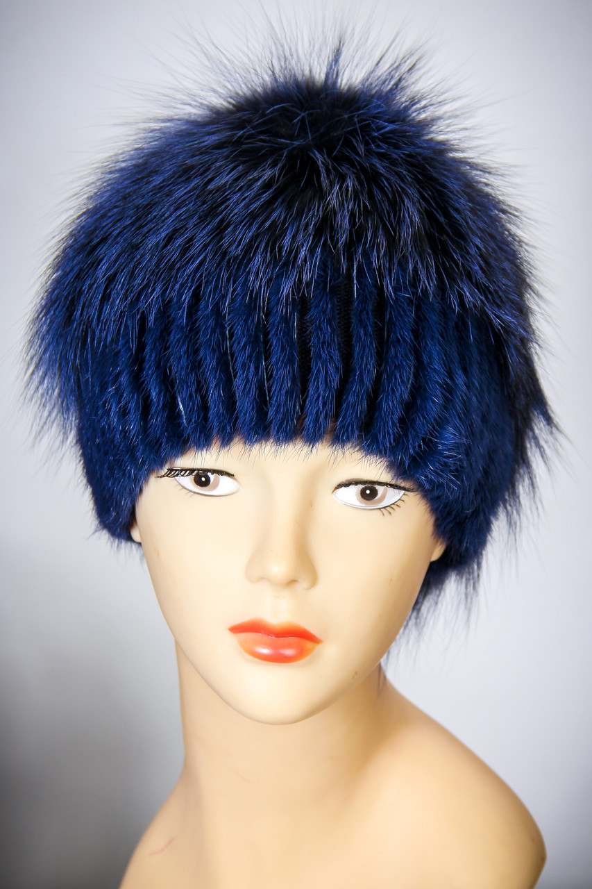 Шапки жіночі з норки на трикотажі, фото 1