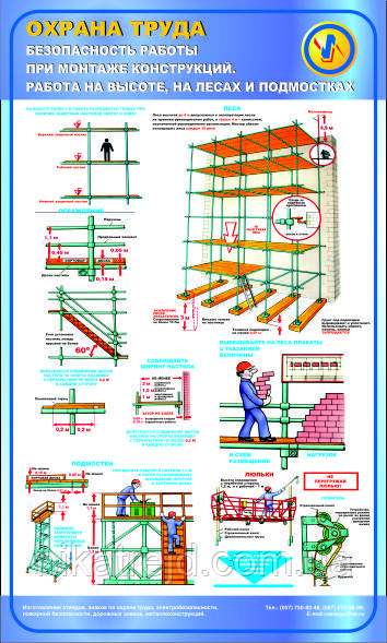 Безпека робіт під час монтажу конструкцій. Роботи на висоті, на лісах і підмостах. 0,6х1