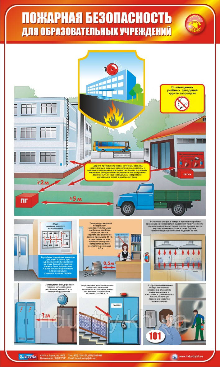 Стенд. Пожежна безпека для закладів освіти. 0,6х1,0. Пластик