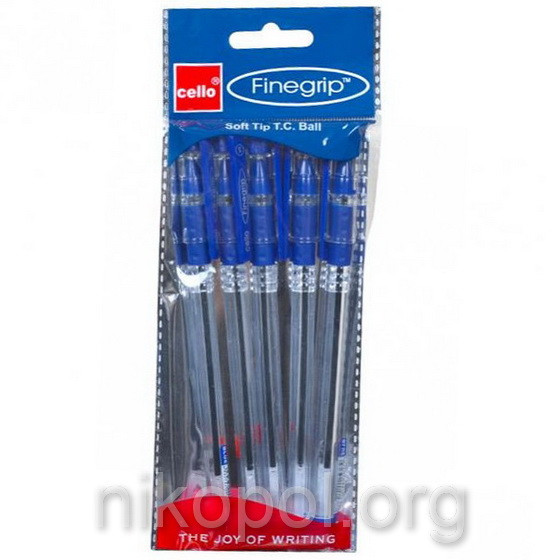 Ручка масляна Cello Finegrip синя, гумовий грип