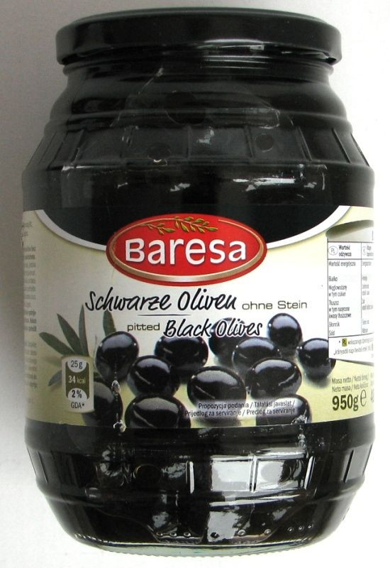 Оливки чорні з кісточкою Baresa Olive, 950 гр.