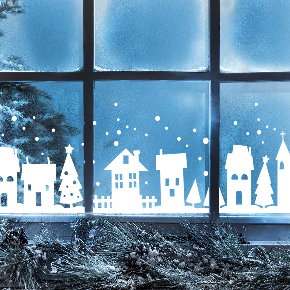 Новорічна наклейка на вікно "Зимове місто" - фото 3 - id-p627565387