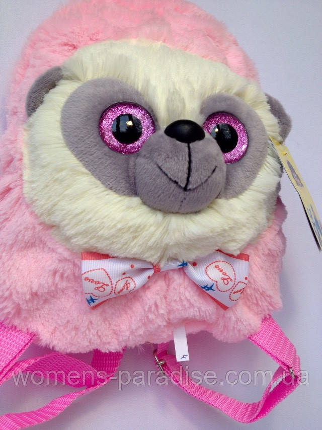 Рюкзак-игрушка детский мягкий " Лемур " розового цвета - фото 3 - id-p627562750