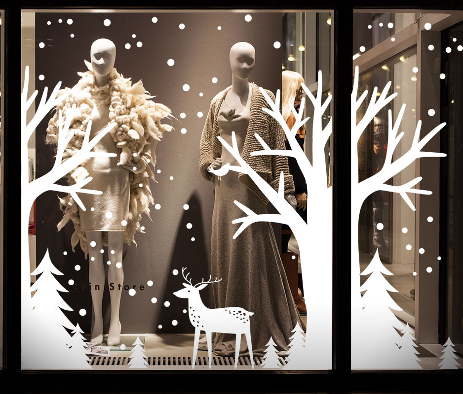 Новорічна наклейка на вікно "Зимовий ліс" - фото 2 - id-p627582081
