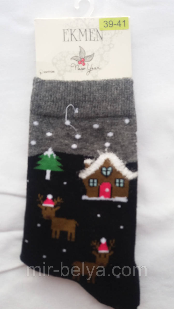 Жіночі яскраві новорічні шкарпетки на подарунок Ekmen, фото 1