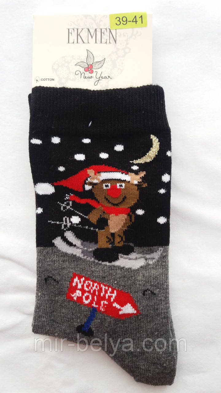 Жіночі яскраві шкарпетки новорічні на подарунок Ekmen, фото 1