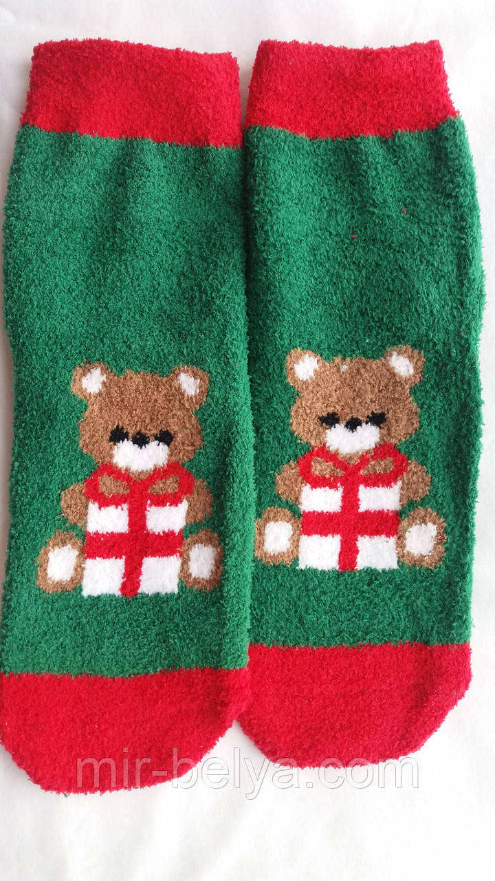Жіночі новорічні шкарпетки махрові на подарунок дуже теплі, фото 1