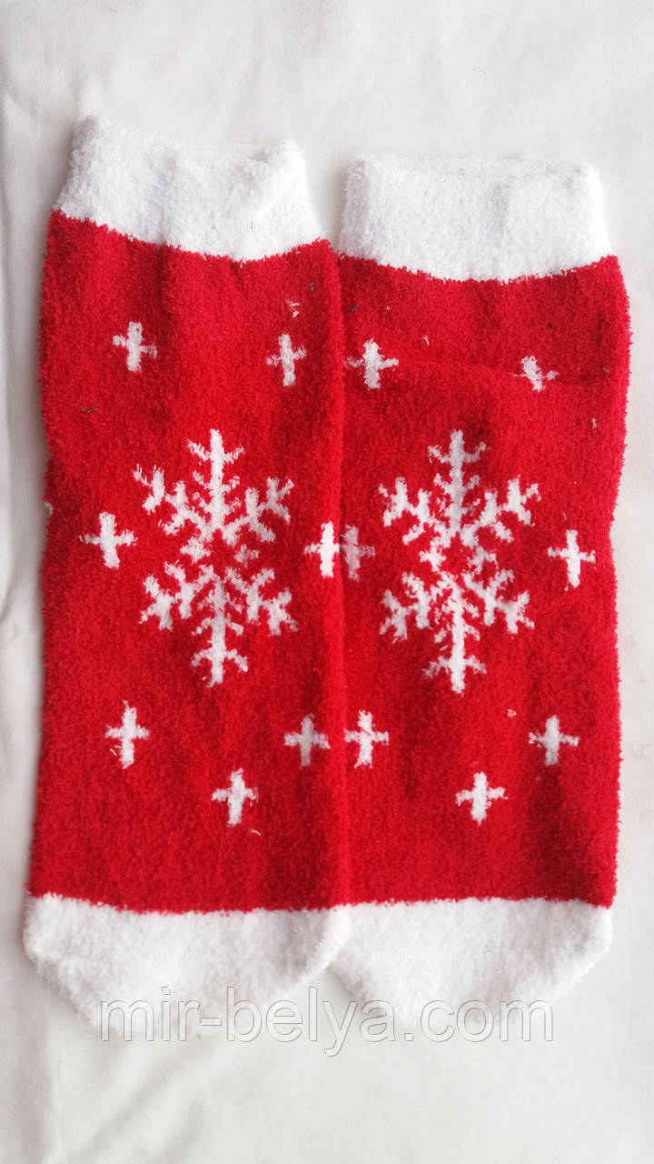 Жіночі новорічні шкарпетки махрові на подарунок дуже теплі, фото 1