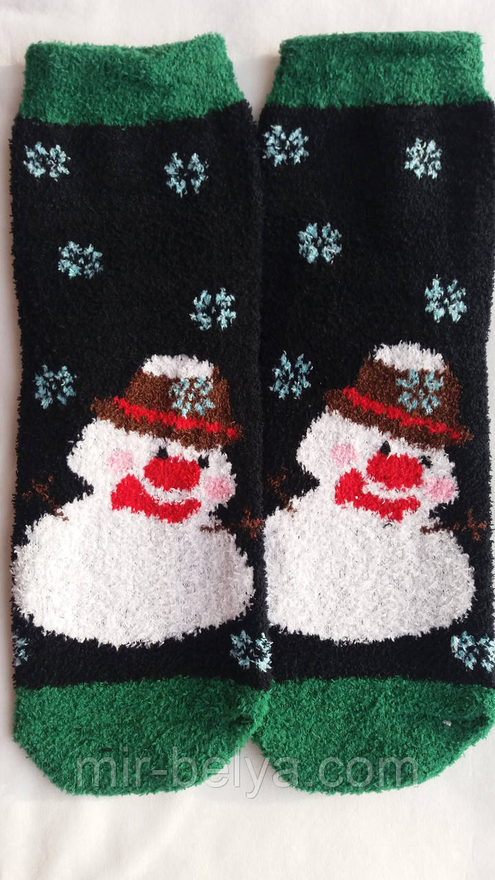 Жіночі новорічні шкарпетки махрові на подарунок дуже теплі, фото 1