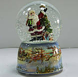 Музична снігова куля LuVille Санта з подарунками, фото 2