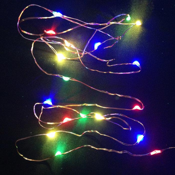 Світлодіодна гірлянда Нитка на батарейках 2 метри, 20-LED, колір - білий, постійне світіння