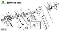 Елеватор колосовий (без шкребків) на John Deere 9500, 9510, 9600, 9610, AH131074