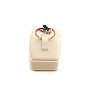 Золотое кольцо с бриллиантами и сапфиром, 17.5 размер