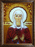 Ікона Свята мучениця Клавдія з бурштину
