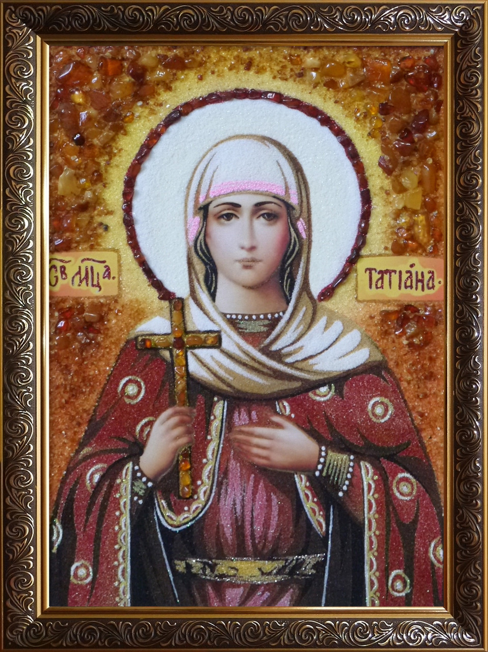 Ікона свята Татяна з бурштину