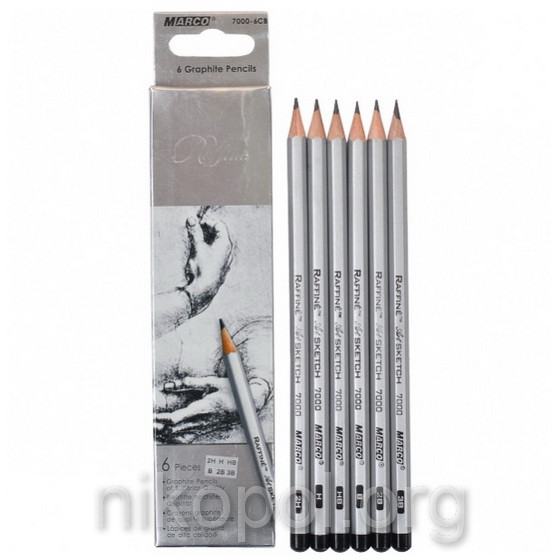 Набір простих олівців MARCO Raffine 7000-6CB "2H-3B", тверді-м'які