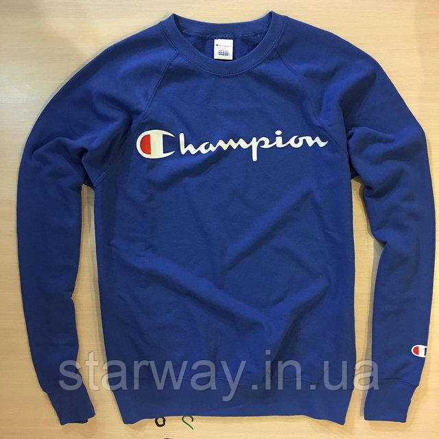 Темно синій світшот | кофта принт champion