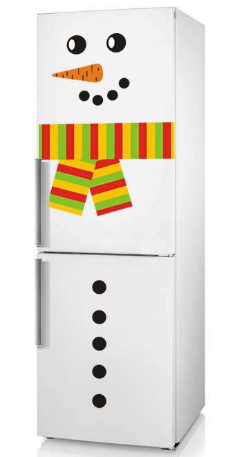 Новорічна наклейка на холодильник "Сніговик"